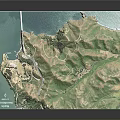Modern Coastal Area Development Plan Map With Green Mountains Blue Ocean Roads And Building Markers