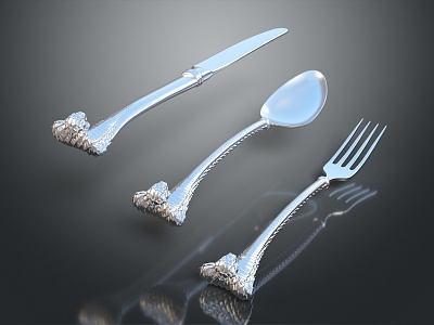 Modern Tableware Metal Tableware Metal Fork Metal Knife model