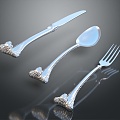 Modern Tableware Metal Tableware Metal Fork Metal Knife 3d model