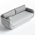 Modern Beige Two Seater Sofa With Fabric Upholstery Wooden Base And Round Pillows