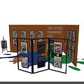 THE EYES DRAWING LIFE Orange Display With Children's Artworks Colorful Blocks Paint Splatters And Easels