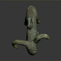 Ancient Bronze Sheep Sculpture Carving With Curved Horns And Green Patina Design