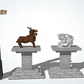 Chinese-style Column Landscape Column Kirin Sculpture 3d model