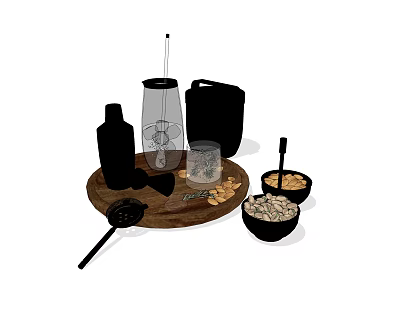 Modern Food Nut Drink 3d model