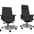 Two Modern Gray Office Chairs With Armrests And Rolling Wheels Design