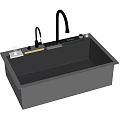Modern Black Single Bowl Kitchen Sink With Two Faucets And Functional Design