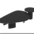 Modern Black Coffee Table With Irregular Main Top And Small Round Side Table 3d model