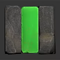 Gray Stone Structure With Central Green Transparent Strip And Smooth Exterior Surface 3d model