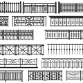 Various Decorative Fence Designs Featuring Iron Railings And Geometric Patterns 3d model