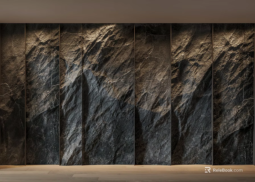 Dark Slate Wall With Natural Texture And Light Shadow For Modern Indoor Decor 3d model