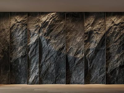 Dark Slate Wall With Natural Texture And Light Shadow For Modern Indoor Decor 3d model