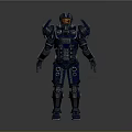 Futuristic Sci Fi Mechanical Armor In Blue And Black With Metallic Accents 3d model