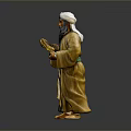 Traditional Robed Figure Statue With Turban Long Beard And Golden Green Objects