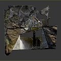 Stone Bridge Architecture With Arched Design White Roof Flowing Water And Rocky Surroundings
