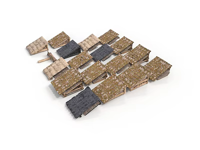 Building Roof Tiles Featuring Various Colors Different Materials And Textured Surfaces 3d model