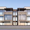Modern Townhouse Exterior Design With Courtyard Lush Greenery Balconies And Glass Facades
