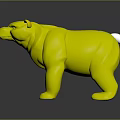 White Standing Polar Bear 3D Model with Blue Eyes Black Nose on Dark Reflective Surface