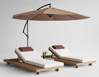 Modern Outdoor Lounger Outdoor Chair Beach Lounger Sunshade 3d model