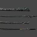 Futuristic Ornate Metallic Swords With Intricate Carvings And Detailed Handles 3d model