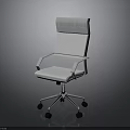 Modern Office Chair With High Back White Cushion And Metal Wheel Base