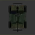 Green Wheeled Vehicle With Two Antennas And Military Communication Equipment