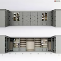 Gray Modern Dresser Storage System With Cabinets Drawers And Open Shelves