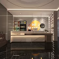 Modern Hotel Lobby With Reception Desk Marble Floor And Elegant Pendant Lighting Design