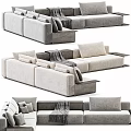 Modern Modular Sectional Sofa With Plush Cushions Soft Throw Blanket And Neutral Tones 3d model