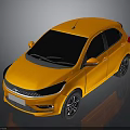 Orange Compact Hatchback Car With Modern Design And Black Wheels Windows