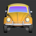 Yellow Beetle Insect With Gradient Color Shades On Black Reflective Background