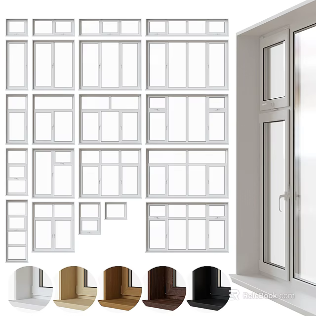Aluminum Frame Casement Windows With Energy Saving Features For Residential Homes Improvement 3d model 