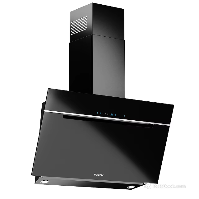 Modern Black Kitchen Range Hood With Sleek Surface And Control Panel 3d model 