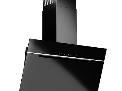 Modern Black Kitchen Range Hood With Sleek Surface And Control Panel 3d model