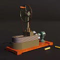 Industrial Equipment Mechanical Device With Motor Lever And Wooden Base
