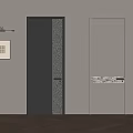 Modern Interior With Dark Gray And Light Beige Hinged Doors Featuring Patterned Panels 3d model