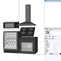 Modern Kitchen Appliances Including Microwave Range Hood Gas Stove Wine Cooler and Oven