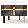 Modern Elegant Nightstands With Wooden Panels Metal Legs And Gold Hardware