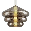 Elegant Modern Stacked Glass Chandelier With Gold Accents And Transparent Layers