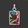 Silver Square Pendant With Openwork Tree Branch Leaves Bird And Flower Design