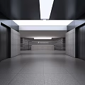 Modern Elevator Lobby Interior Design With Black Doors Gray Walls And Lighting 3d model