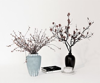 New Chinese Vase Plant Vase Ornaments Plum Blossom Branches Books 3d model