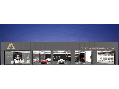 Modern 4S Automobile Dealership Showroom With Display Cars And Glass Front Design 3d model