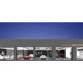 Modern 4S Automobile Dealership Showroom With Display Cars And Glass Front Design