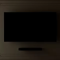 Elegant Wall Mounted TV With Decorative Frame And Soundbar In Living Room