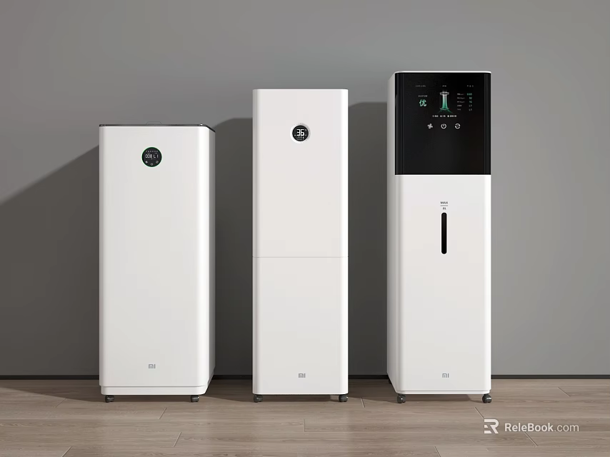 Three White Modern Air Purifiers for Home Daily Use with Sleek Design 3d model 