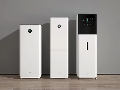 Three White Modern Air Purifiers for Home Daily Use with Sleek Design 3d model