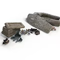 Ancient Historical Stone Sculpture Carving With Intricate Sarcophagus Design Detailed Engravings And Fragments
