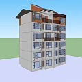 Multistory Apartment Building With Orange White Facade Multiple Balconies And Roof Design