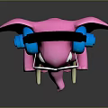 Cute Pink Elephant Toy Wearing Blue Headphones Black Sunglasses And White Tusks