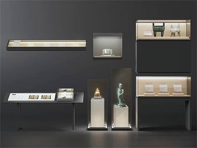 Modern Display Cabinets With Glass Doors And Metal Frames For Decorative Items 3d model